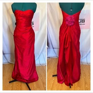 Luxury Red Pageant Gown- Brocade Silk couture Mermaid dress